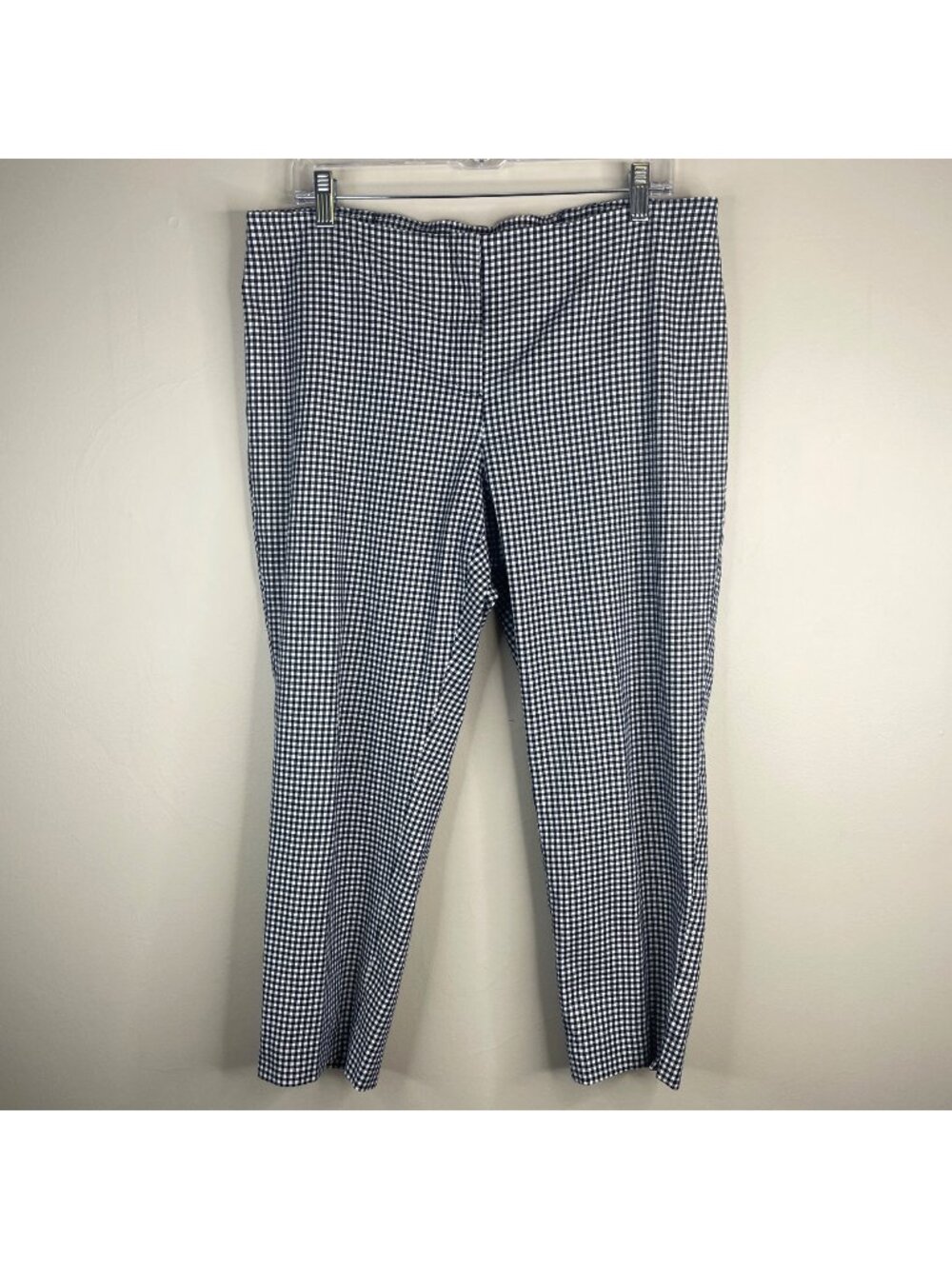 J Jill Ankle Pants Womens 14 Petite Navy Preppy Gingham Check Crop Casual Office